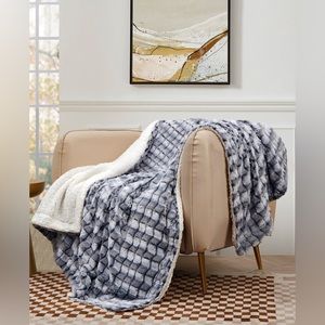 LIXURY Micromink/Sherpa Throw bluebblanket p26-30